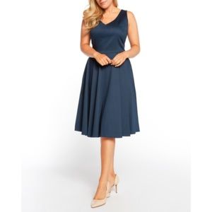 NWT Retro Style Navy Fit & Flare Swing Dress S